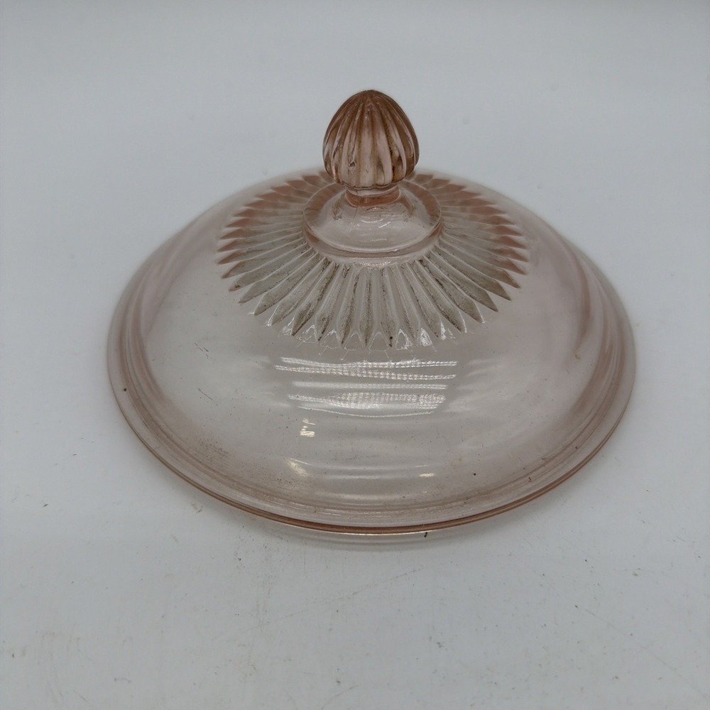 vintage pink depression glass lid